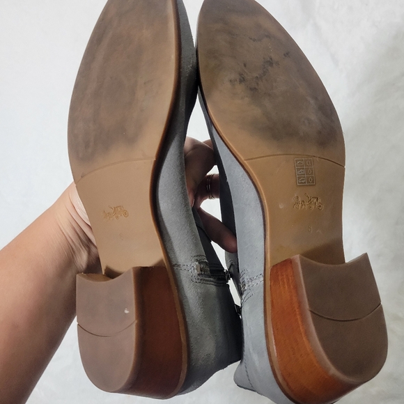 Coach Dani Ankle Bootie double zipper gray suede leather size 38.5 US 8 - Picture 10 of 15